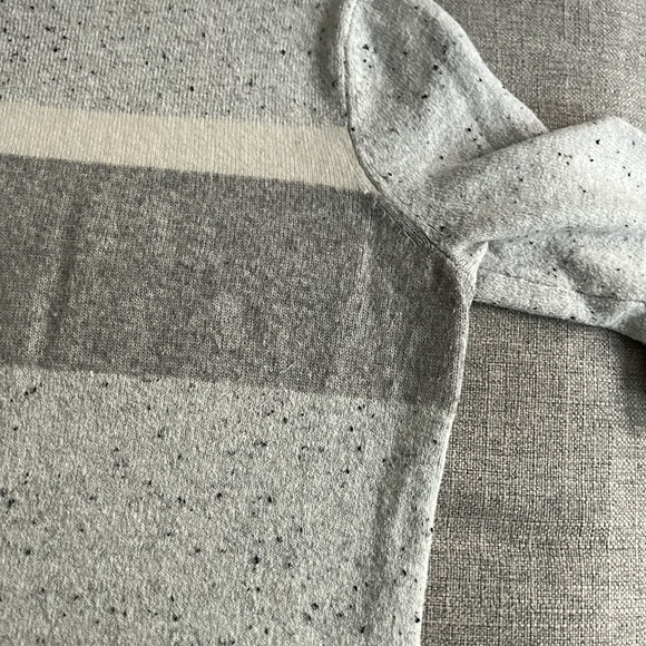 LOFT Grey Mock Neck Color Block Striped Tunic Sweater - Picture 9 of 10